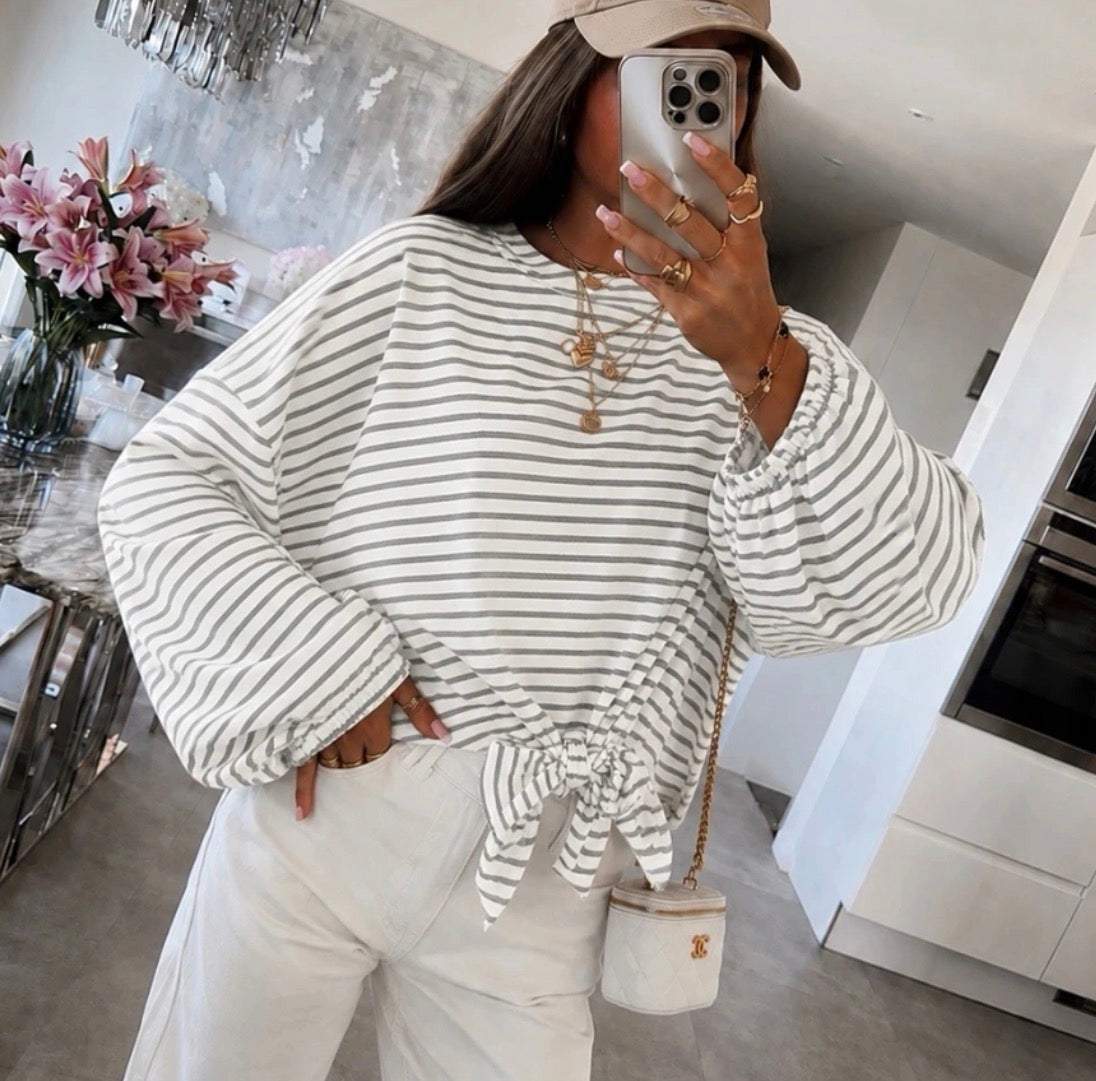 BLANC - BLOUSE RAYÉ