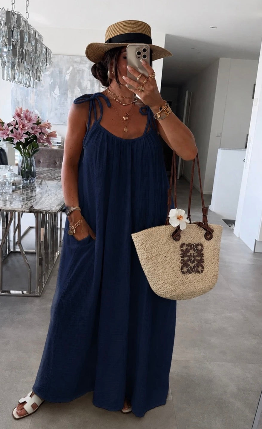 MARINE - ROBE EN GAZ DE COTON