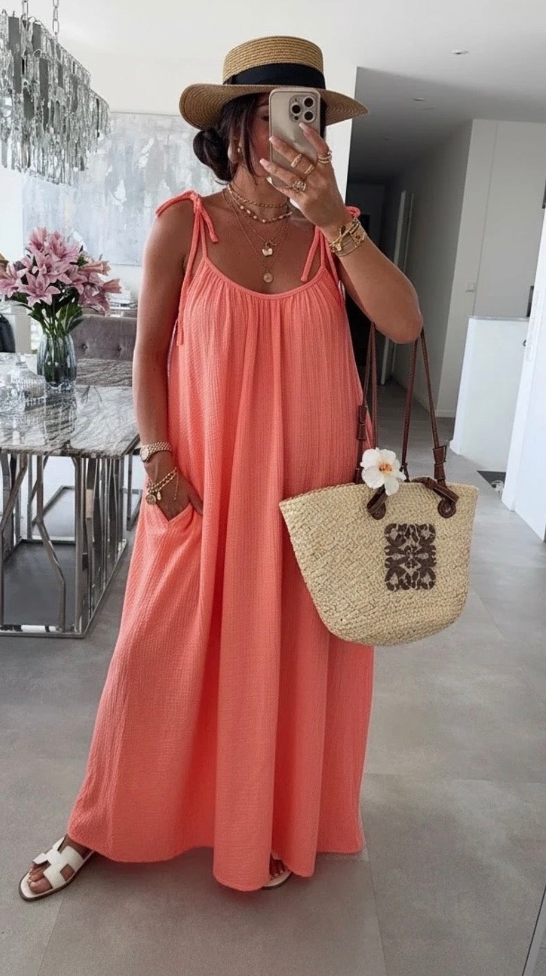 CORAIL - ROBE EN GAZ DE COTON