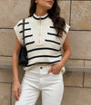 BLANC - PULL SANS MANCHE