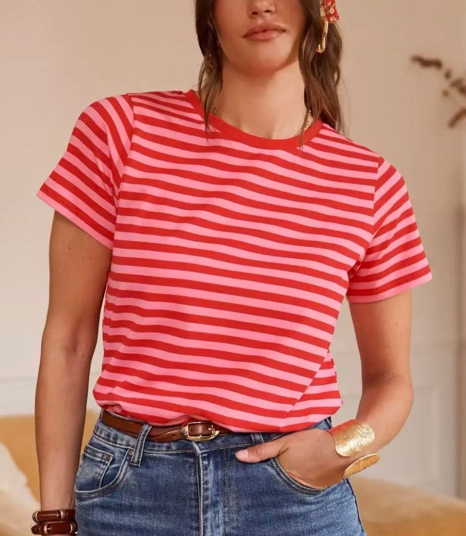ROUGE - T-SHIRT MARINIÈRE
