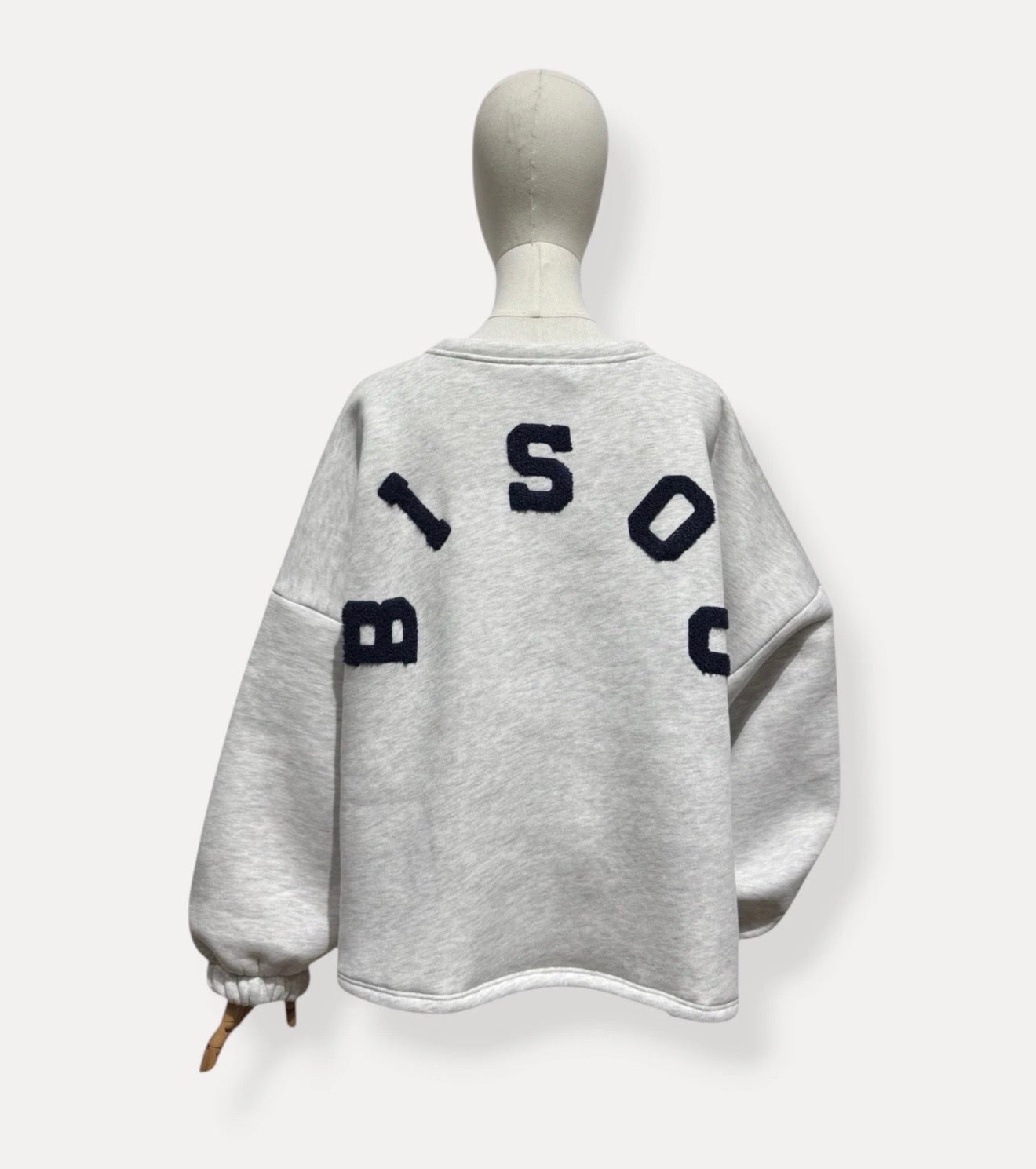 GRIS - PULL BISOUS BLEU
