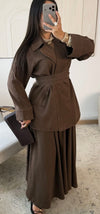 MARRON - ENSEMBLE VESTE/JUPE JEAN