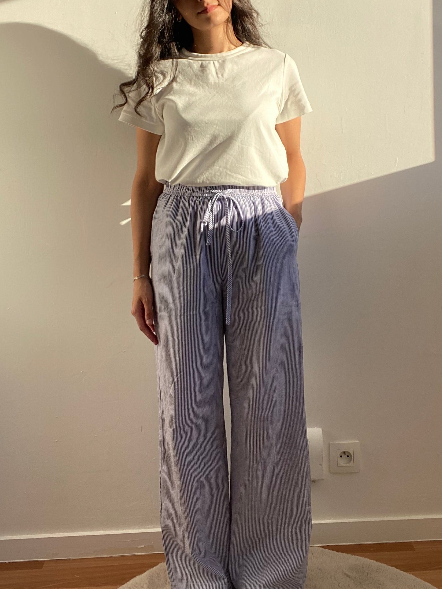 BLEU - PANTALON RAYÉ