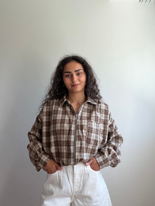 BEIGE - VESTE A CARREAUX