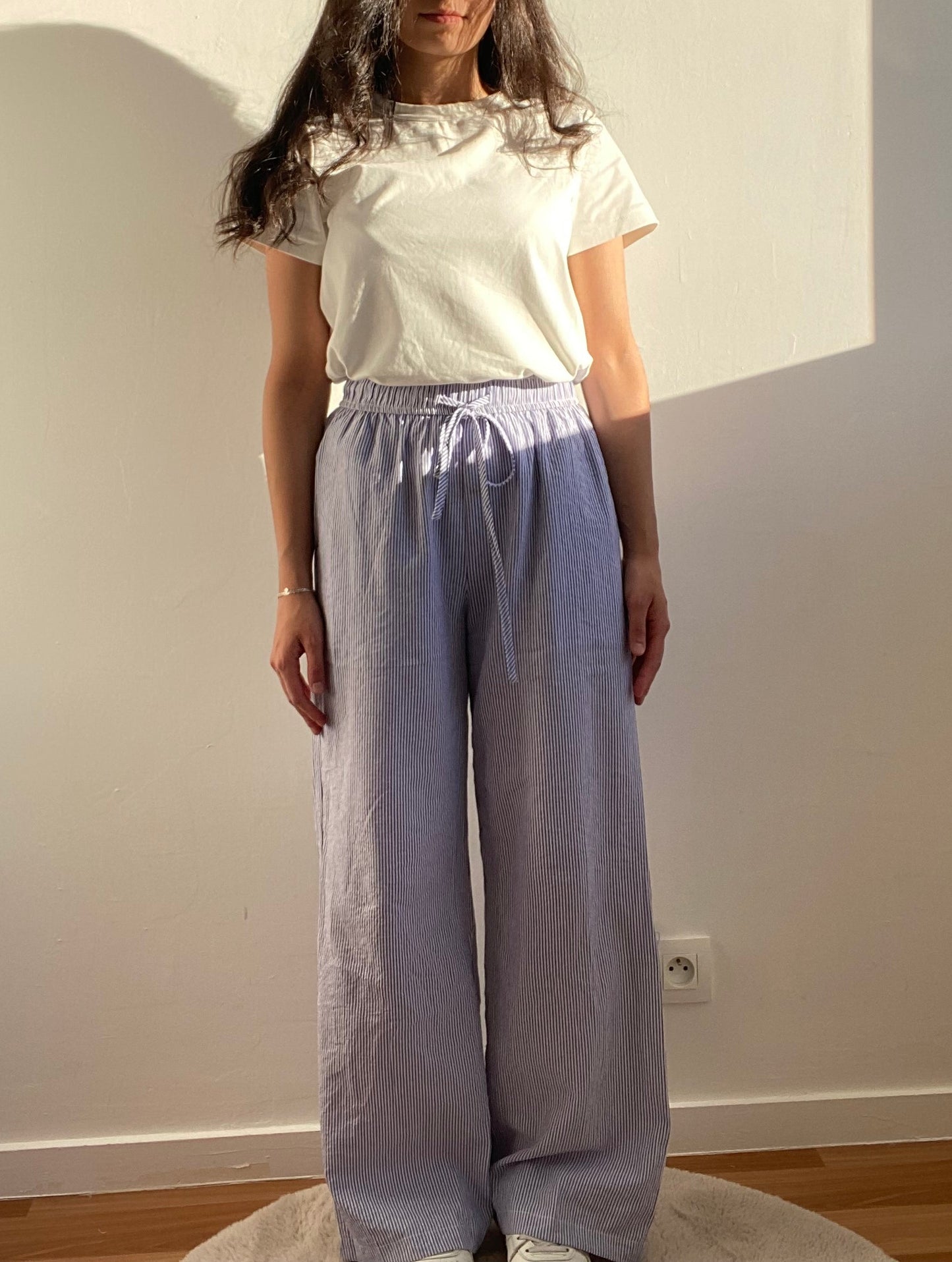 BLEU - PANTALON RAYÉ