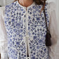 BLEU- GILET MATELASSÉ FLORAL