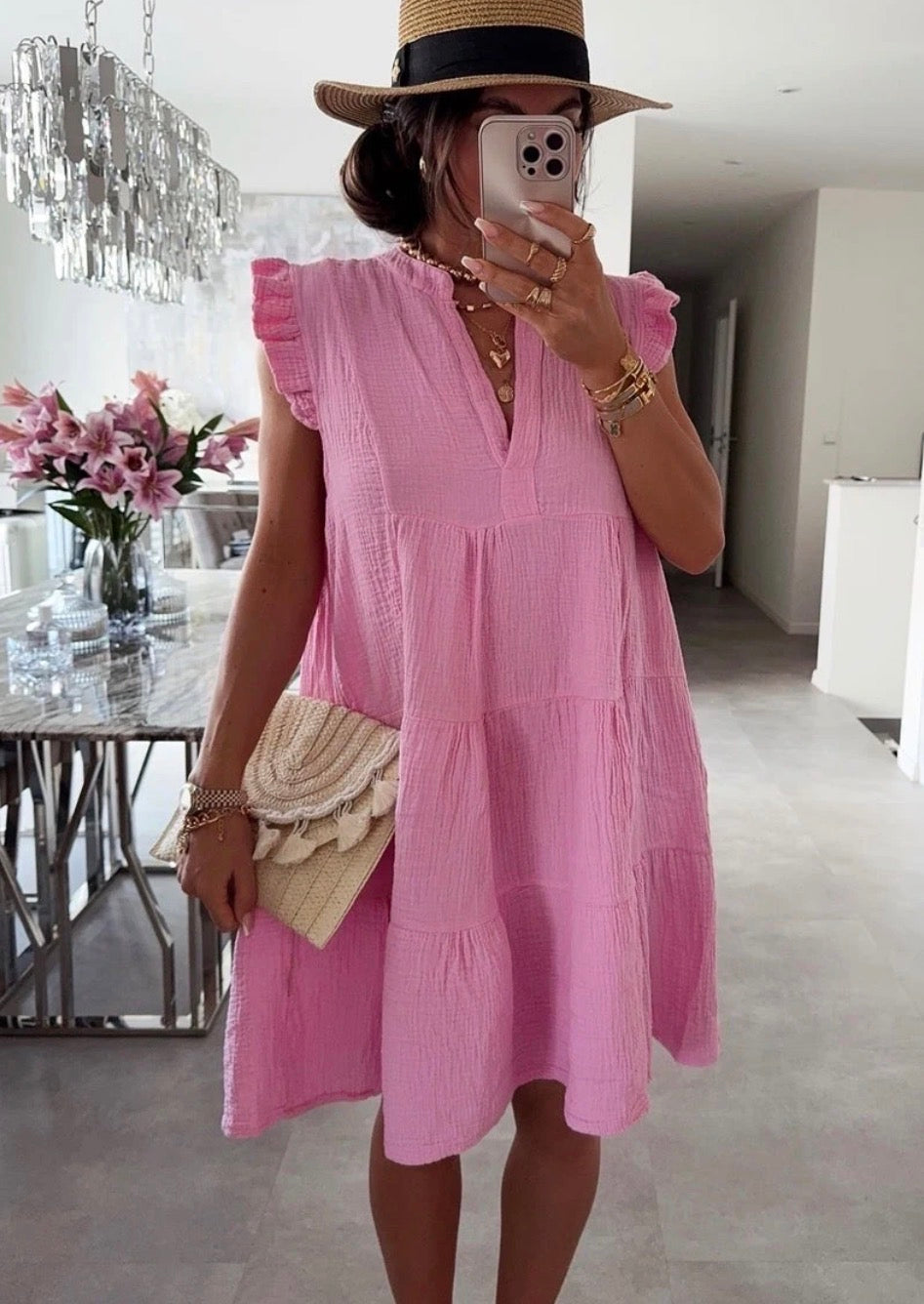 ROSE - ROBE COURTE