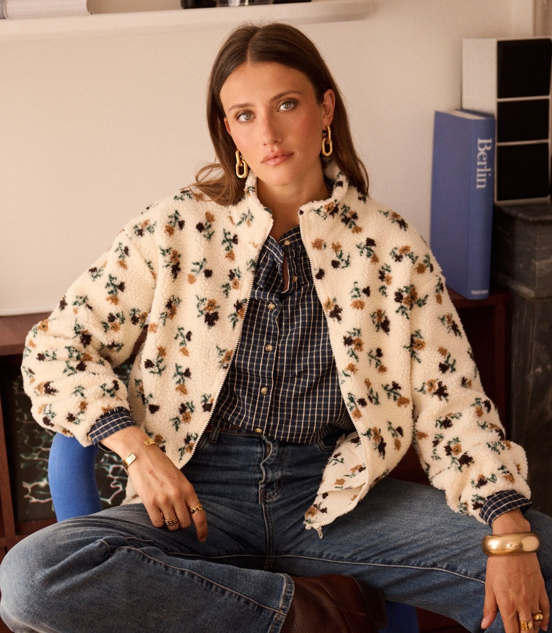 BEIGE - VESTE FLEURIE