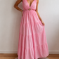 ROSE - ROBE LONGUE A BRETELLES