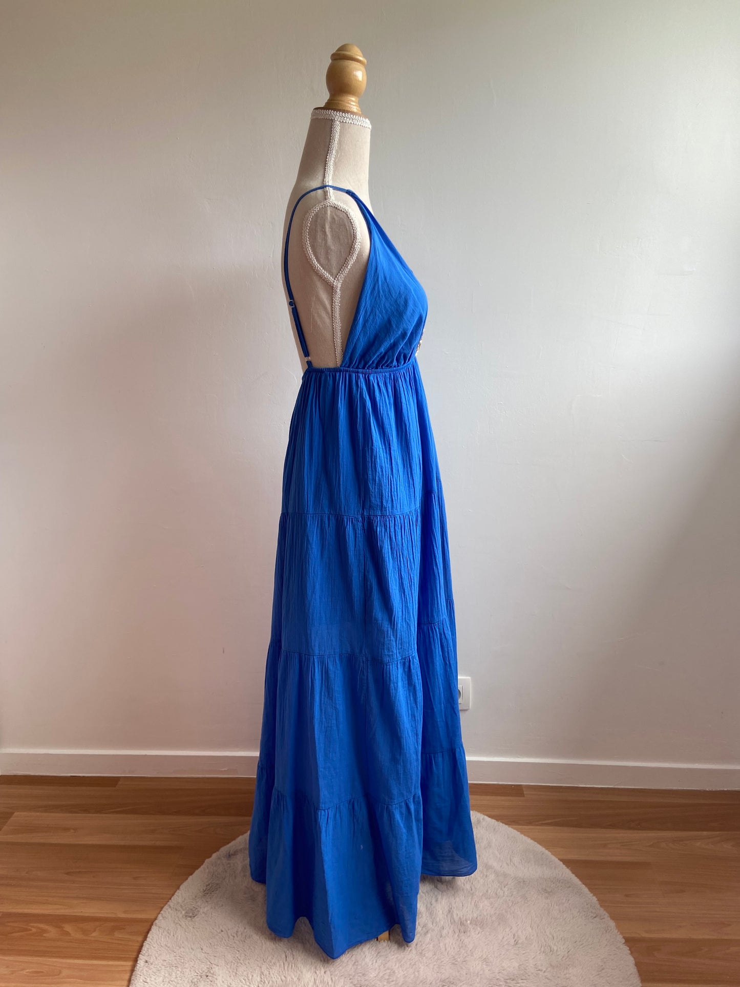 BLEU- ROBE LONGUE A BRETELLES