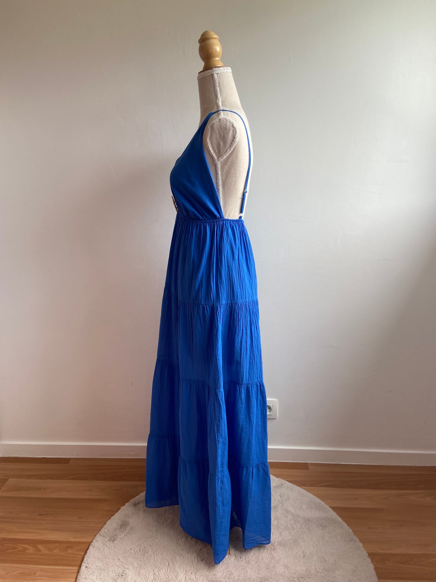 BLEU- ROBE LONGUE A BRETELLES