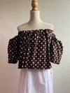 MARRON - BLOUSE ÉPAULE DÉNUDÉ A POIS